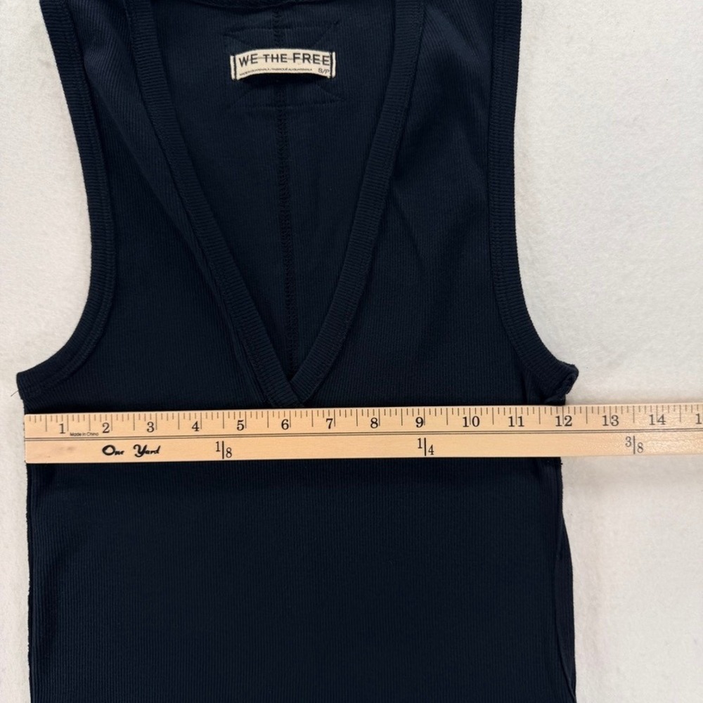 Free People We The Free Ribbed Deep V Tank Top Black Size S NWOT - Picture 6 of 9